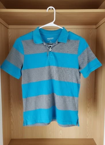 Arizona Jean Co. Boys Striped Polo Shirt Blue Gray M (10/12) Cotton Blend Casual - Thumbnail 3