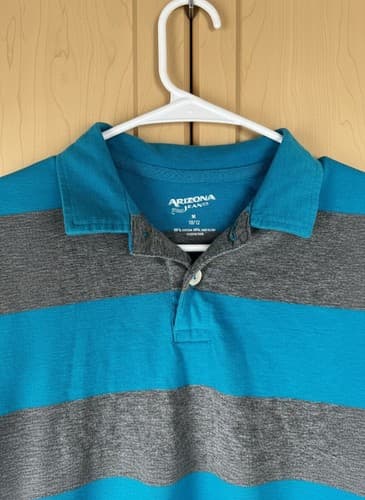Arizona Jean Co. Boys Striped Polo Shirt Blue Gray M (10/12) Cotton Blend Casual - Thumbnail 2