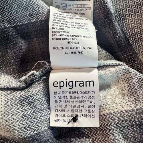 Epigram Men's Plaid Herringbone Flannel Shirt Grey White Cotton Size XL Pockets - Thumbnail 7