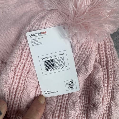 Disney Minnie Mouse Pink Cable Knit Beanie & Glove Set Child Size 5-11 NWT - Thumbnail 4