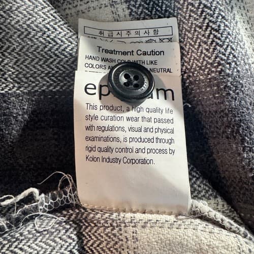 Epigram Men's Plaid Herringbone Flannel Shirt Grey White Cotton Size XL Pockets - Thumbnail 6