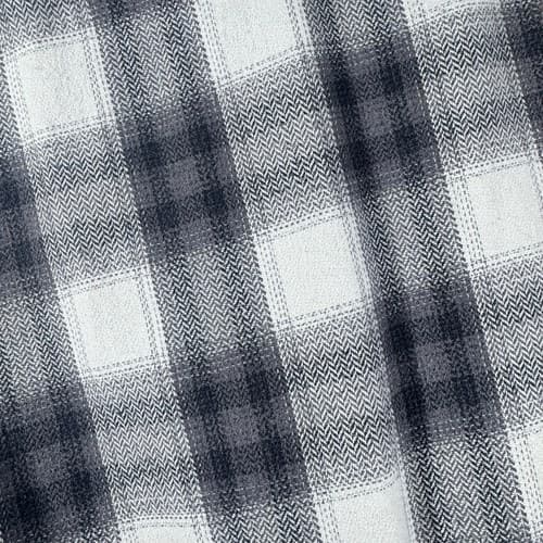 Epigram Men's Plaid Herringbone Flannel Shirt Grey White Cotton Size XL Pockets - Thumbnail 9