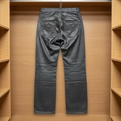 Old Skool Men's Black Coated Slim Straight Jeans Size 30x30 Excellent Condition - Thumbnail 4