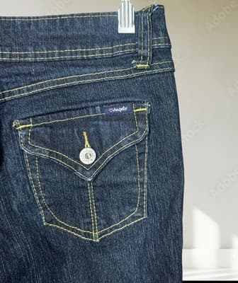 Angels Vintage Woman’s Y2K Dark Wash Low Rise Jeans Size 5 Ramie Fabric - Thumbnail 5