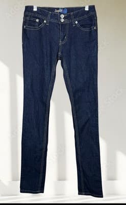 Angels Vintage Woman’s Y2K Dark Wash Low Rise Jeans Size 5 Ramie Fabric - Thumbnail 4