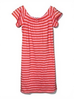 Motherhood Maternity Striped Off The Shoulder Dress Size Small Striped Red/Pink - Thumbnail 3