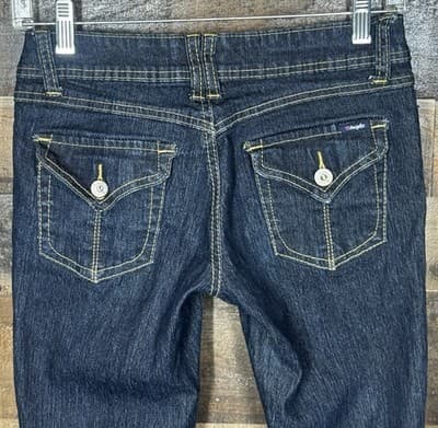 Angels Vintage Woman’s Y2K Dark Wash Low Rise Jeans Size 5 Ramie Fabric - Thumbnail 6