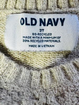 Old Navy Size 3 Toddler Beige Unisex Soft Warm Long Sleeve Knit Design - Thumbnail 4