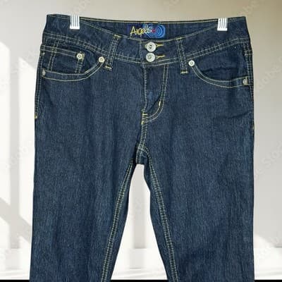 Angels Vintage Woman’s Y2K Dark Wash Low Rise Jeans Size 5 Ramie Fabric - Thumbnail 2