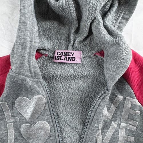 Coney Island Girls Zip-Up Hoodie Gray Pink Heart Love Graphic Size 4T Fleece - Thumbnail 5