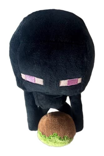 Minecraft Enderman Holding Grass Block 8 inch Plush Toy Jinx Mojang 2018 Clean - Thumbnail 3