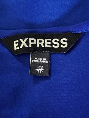 Express Woman’s Royal Blue V Neck Size XS/TP Sheer Silky Fabric - Thumbnail 4