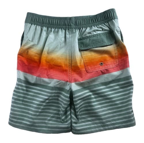 Wonder Nation Boys L (10-12) Green Orange Red Striped Board Shorts Excellent - Thumbnail 2