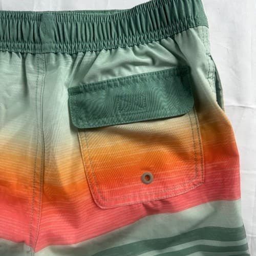 Wonder Nation Boys L (10-12) Green Orange Red Striped Board Shorts Excellent - Thumbnail 4