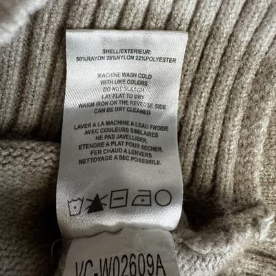 Vigoss Oatmeal/White Striped Sweater Boxy Crop Cotton Blend Sweater Size Medium - Thumbnail 7