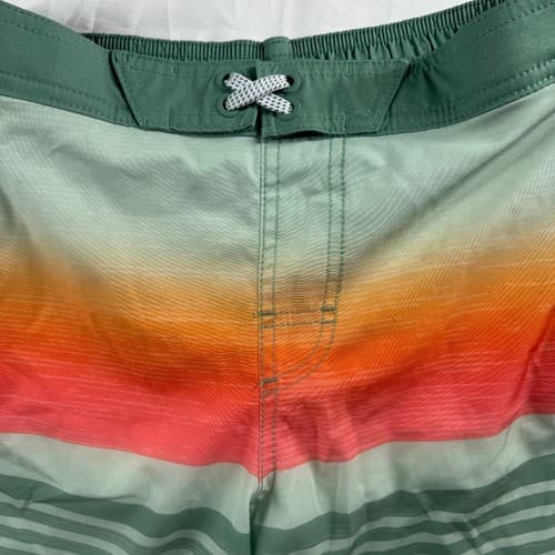 Wonder Nation Boys L (10-12) Green Orange Red Striped Board Shorts Excellent - Thumbnail 3