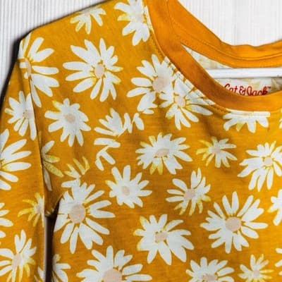 Cat And Jack Girls Toddler Shirt Size 3 Yellow/ White Flowers Long Sleeve Soft - Thumbnail 3