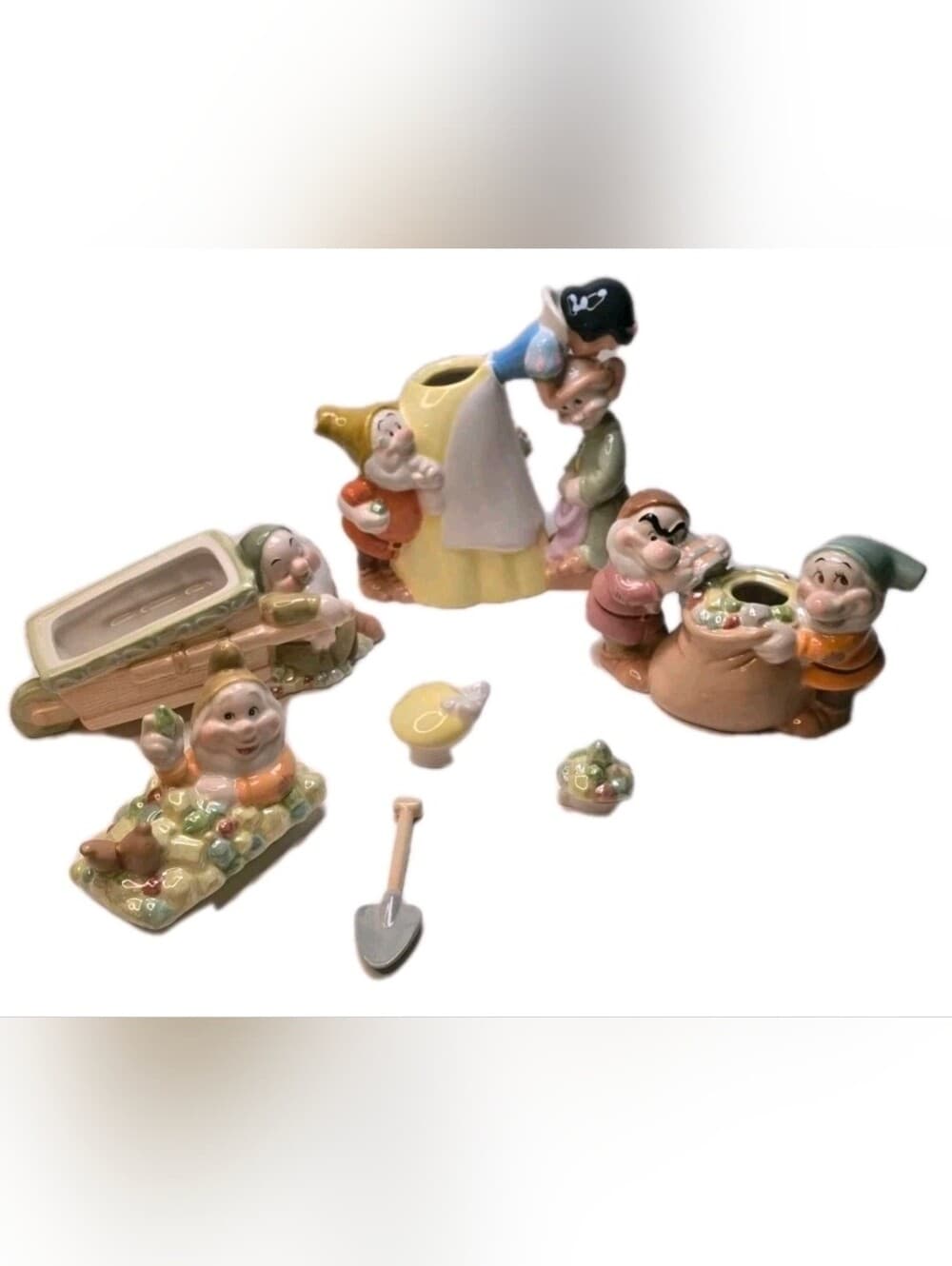 Rare Retired Disney Direct 2000s Snow White & Seven Dwarfs Ceramic Tea Set IOB - Thumbnail 3