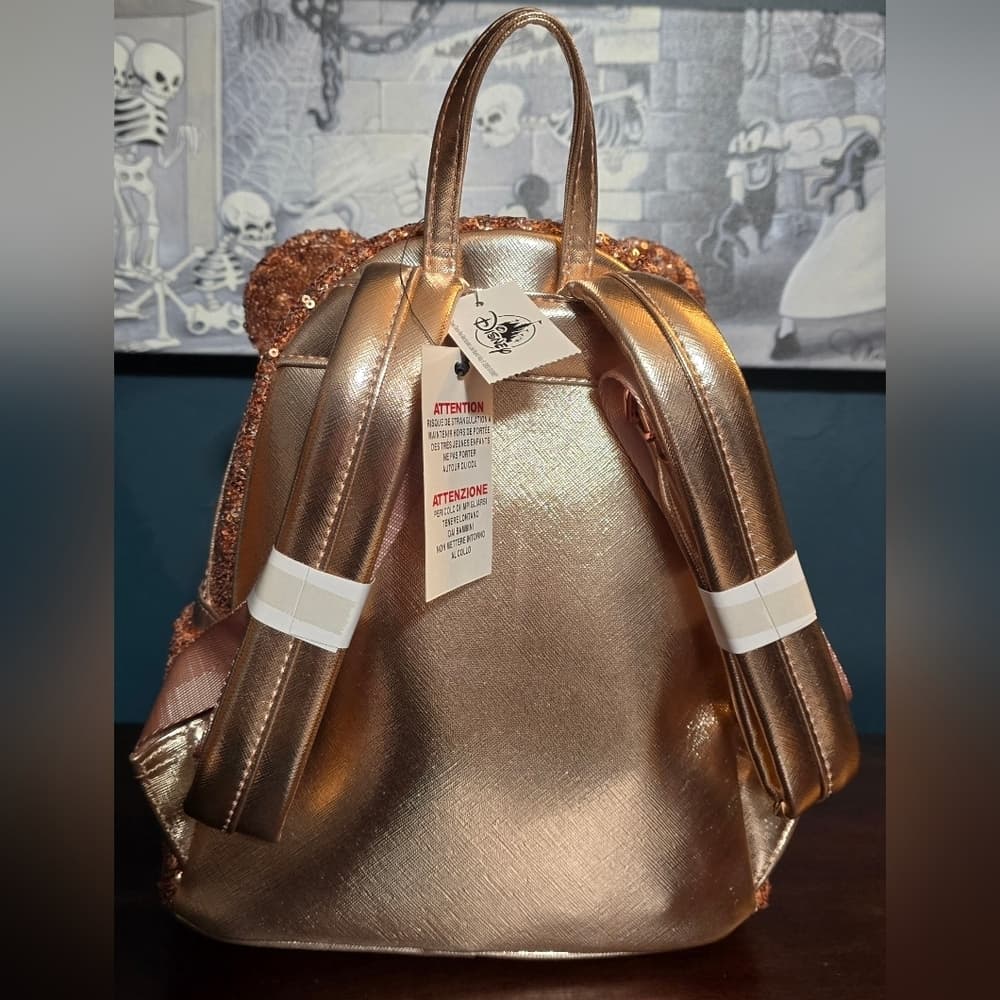 Loungefly Disney Parks Minnie Mouse Rose Gold Sequin Backpack - Thumbnail 5