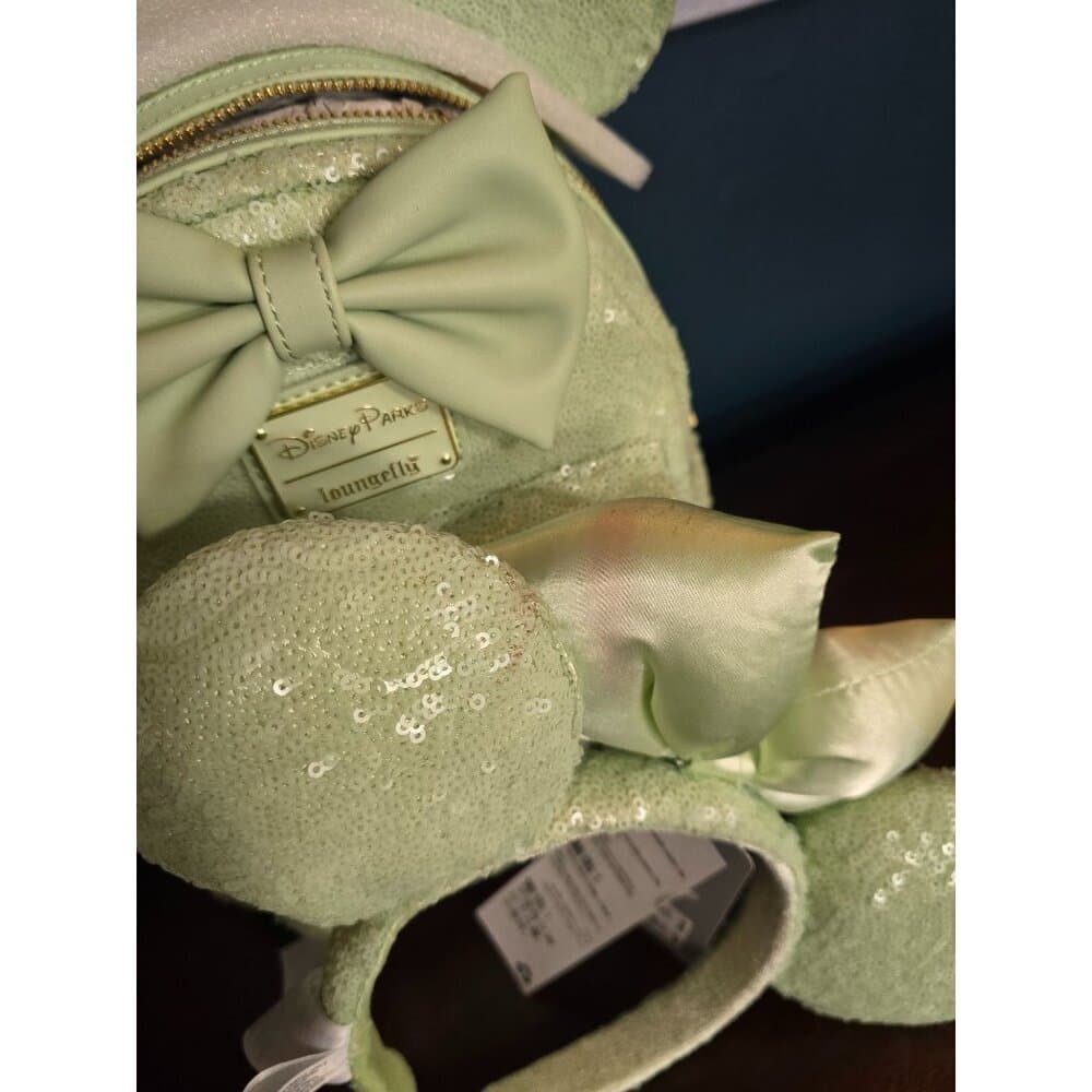 Loungefly Disney Parks Minnie Mouse Sequined Mint Backpack & Ears - Thumbnail 9