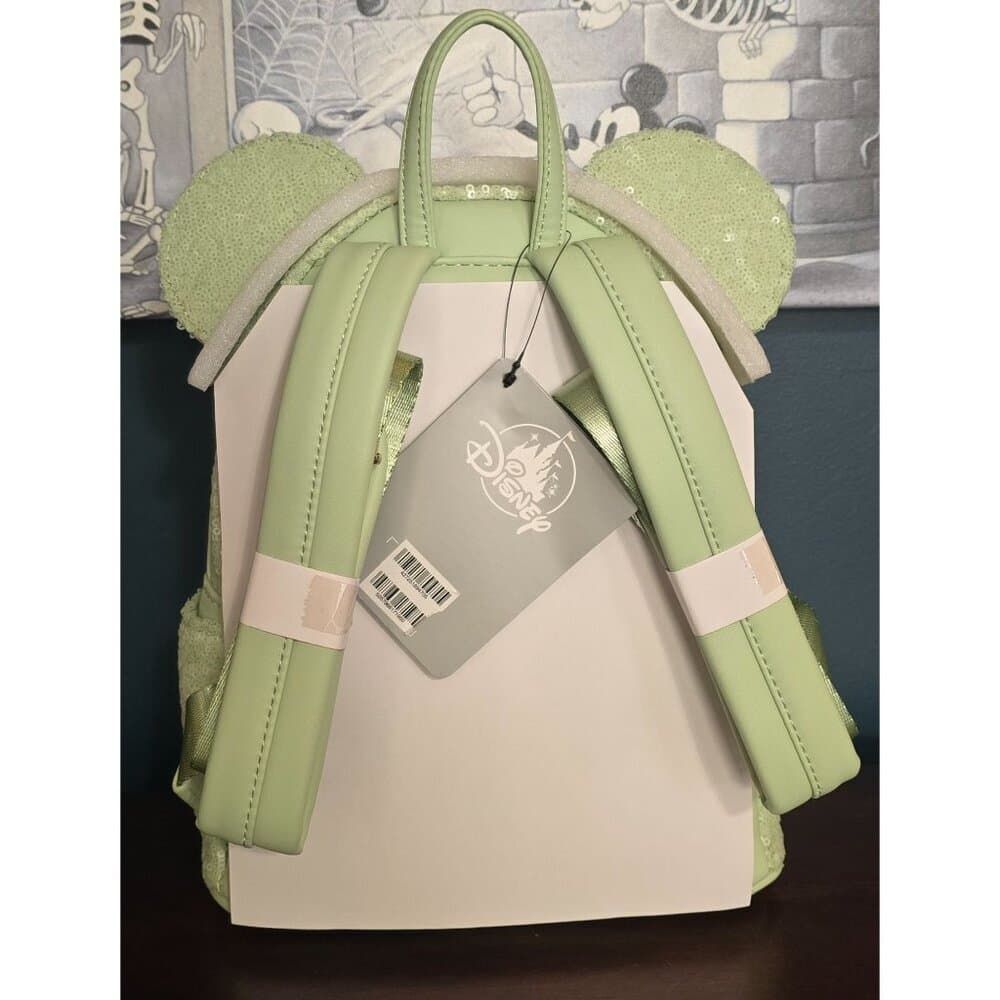 Loungefly Disney Parks Minnie Mouse Sequined Mint Backpack & Ears - Thumbnail 3
