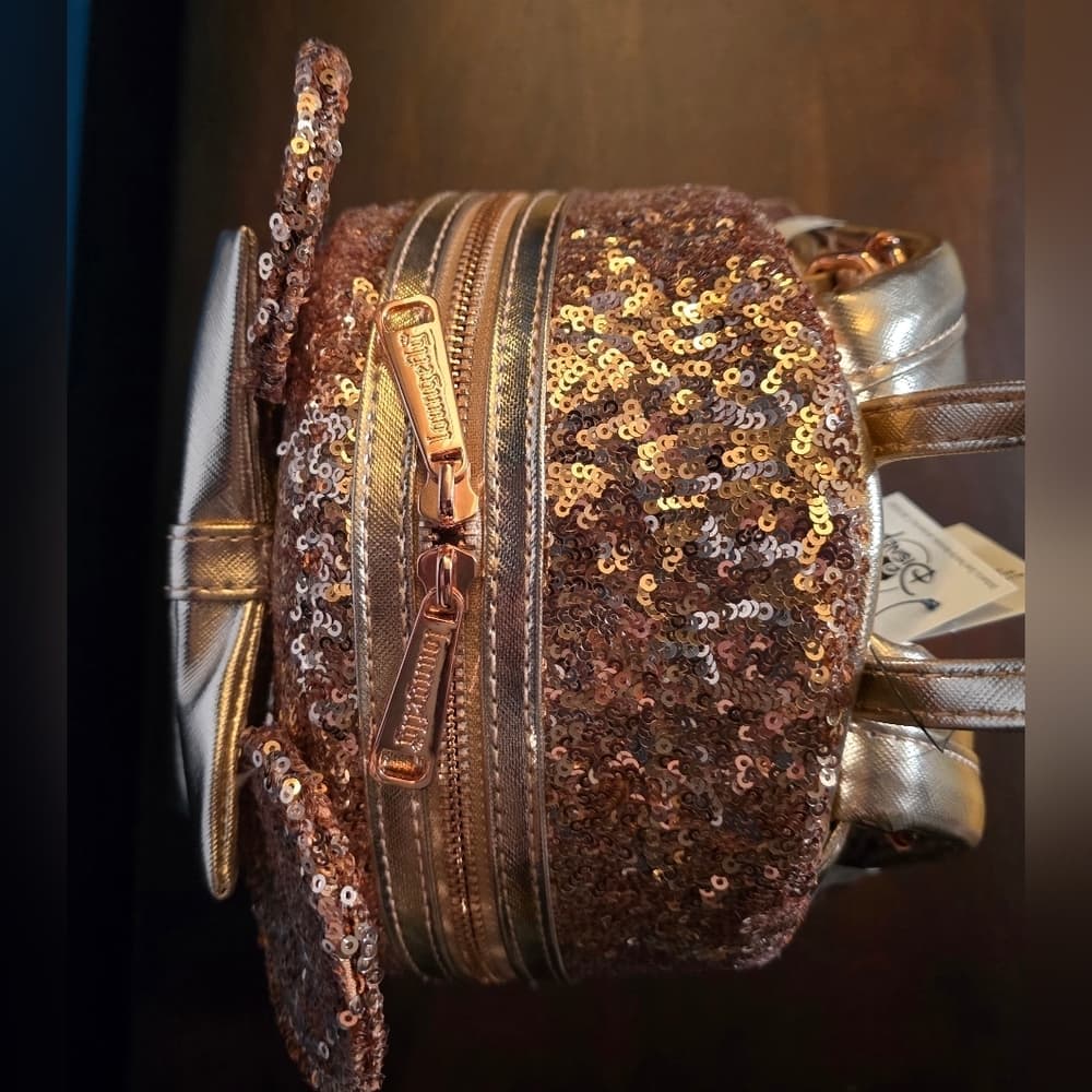 Loungefly Disney Parks Minnie Mouse Rose Gold Sequin Backpack - Thumbnail 8