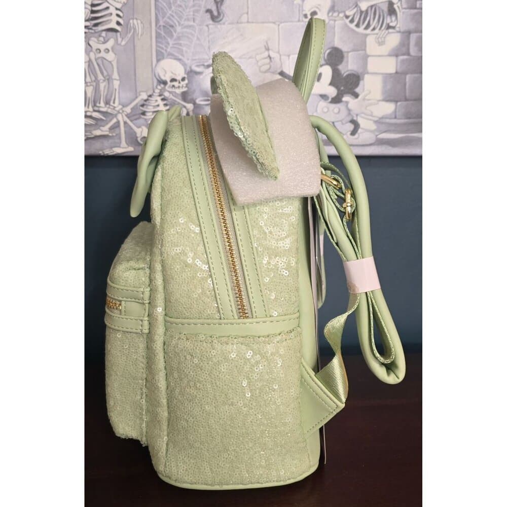 Loungefly Disney Parks Minnie Mouse Sequined Mint Backpack & Ears - Thumbnail 2