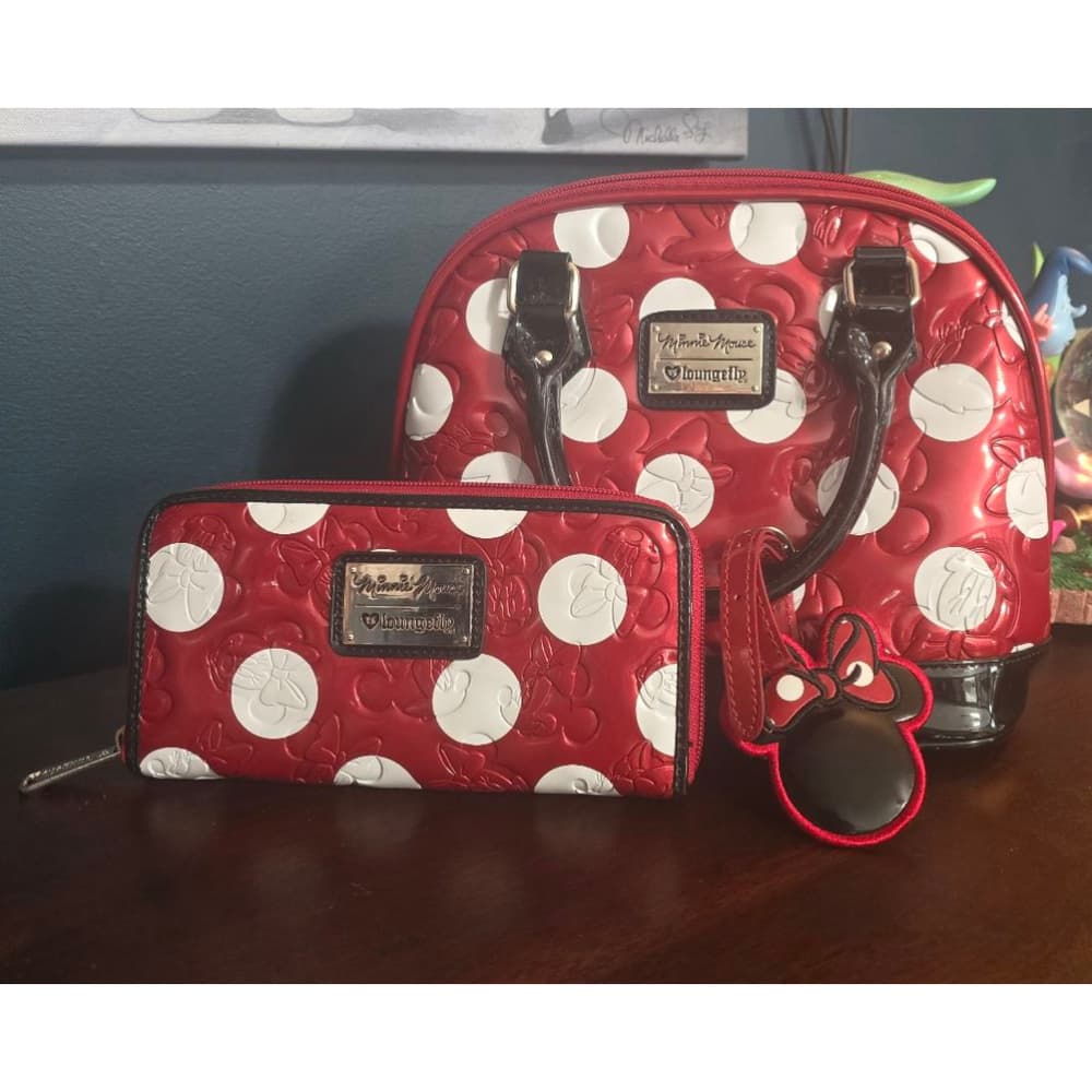 Loungefly ❤️ Logo Disney Minnie Mouse Dome Bag with Matching Wallet - Thumbnail 6