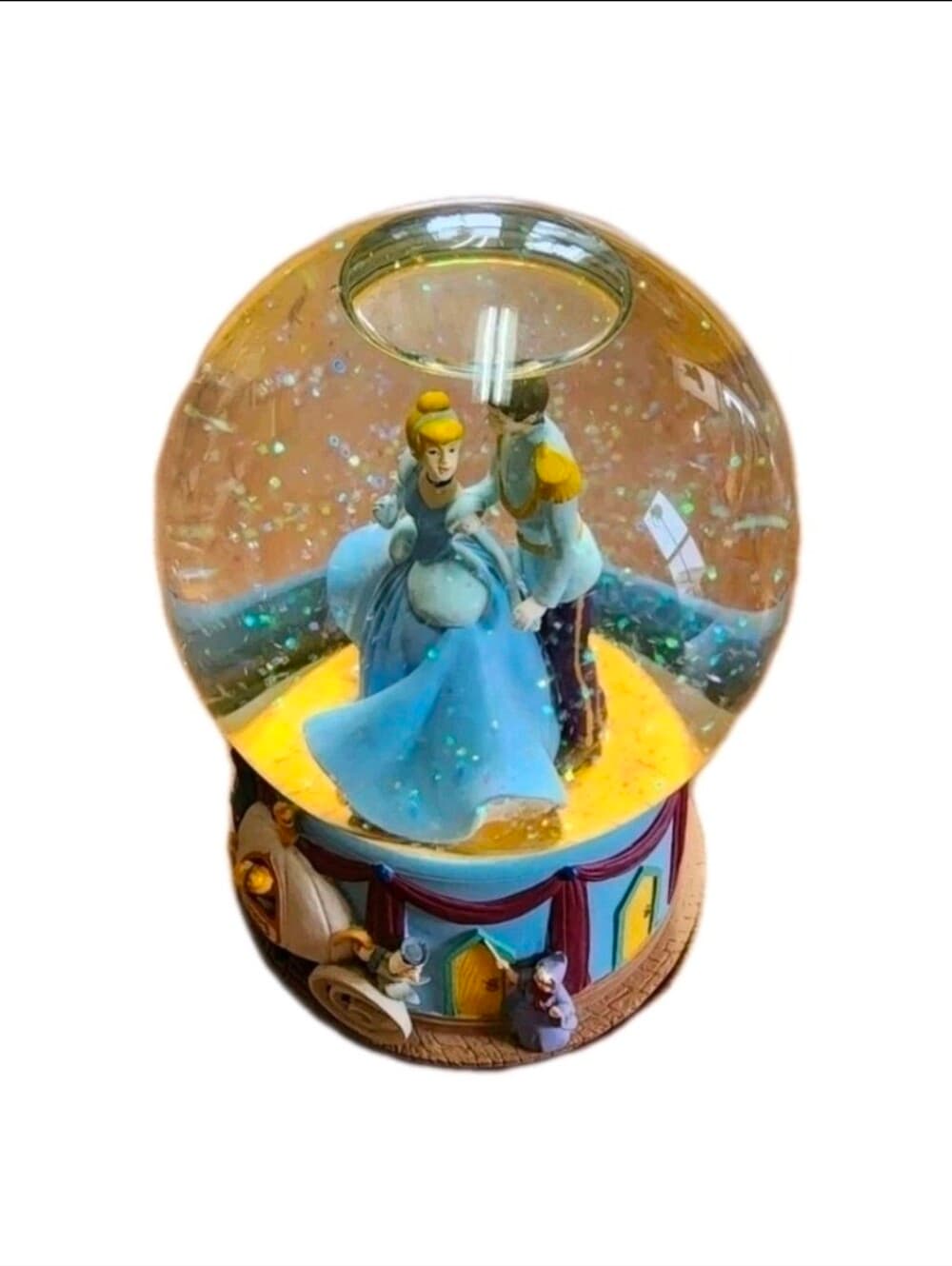 Vintage Disney Enesco Cinderella Musical Snow Globe "I Love You Truly" Retired - Thumbnail 5