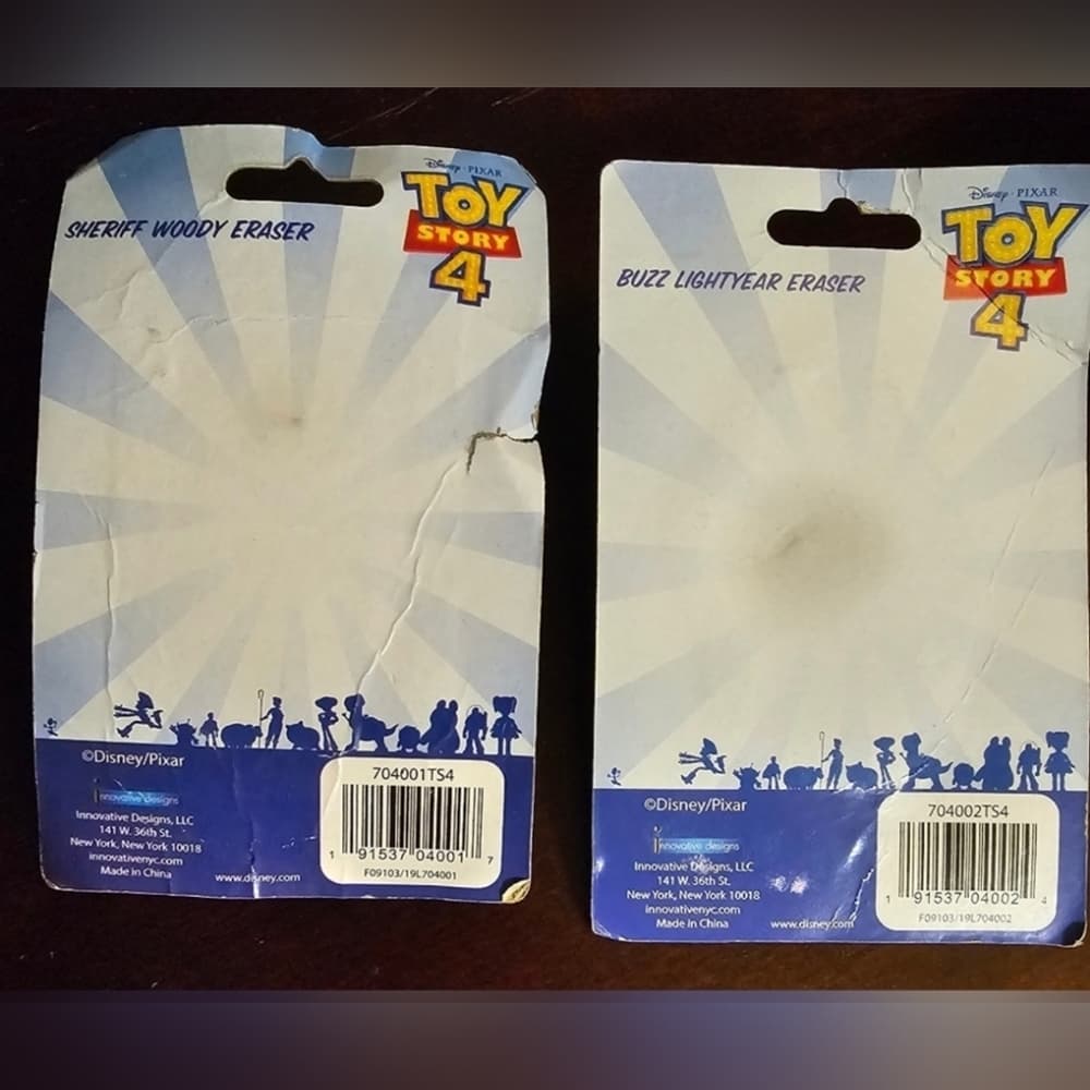 Disney Pixar Toy Story Buzz Lightyear and Sheriff Woody Erasers - Thumbnail 2