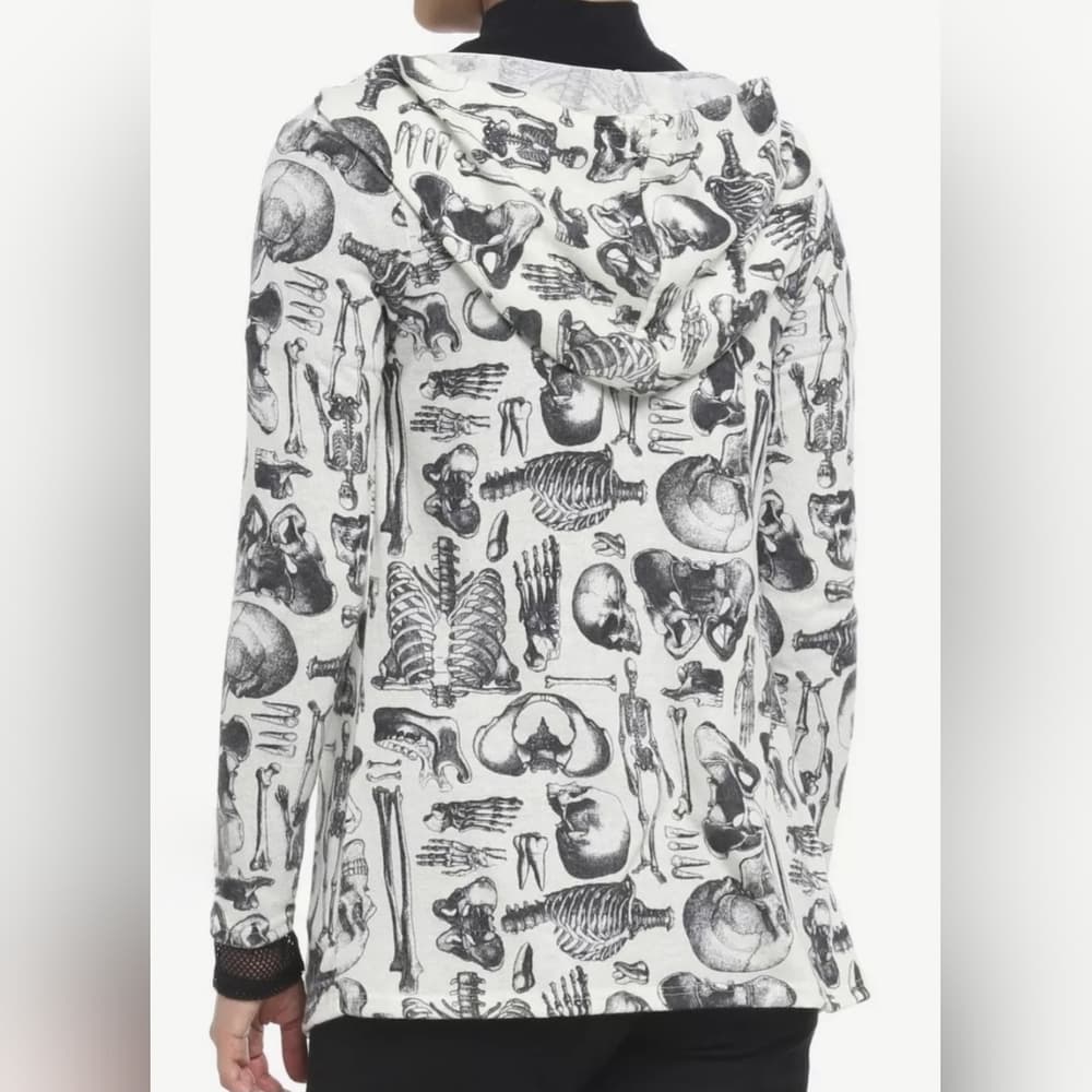 Hot Topic Anatomy Allover Print Hooded Open Cardigan