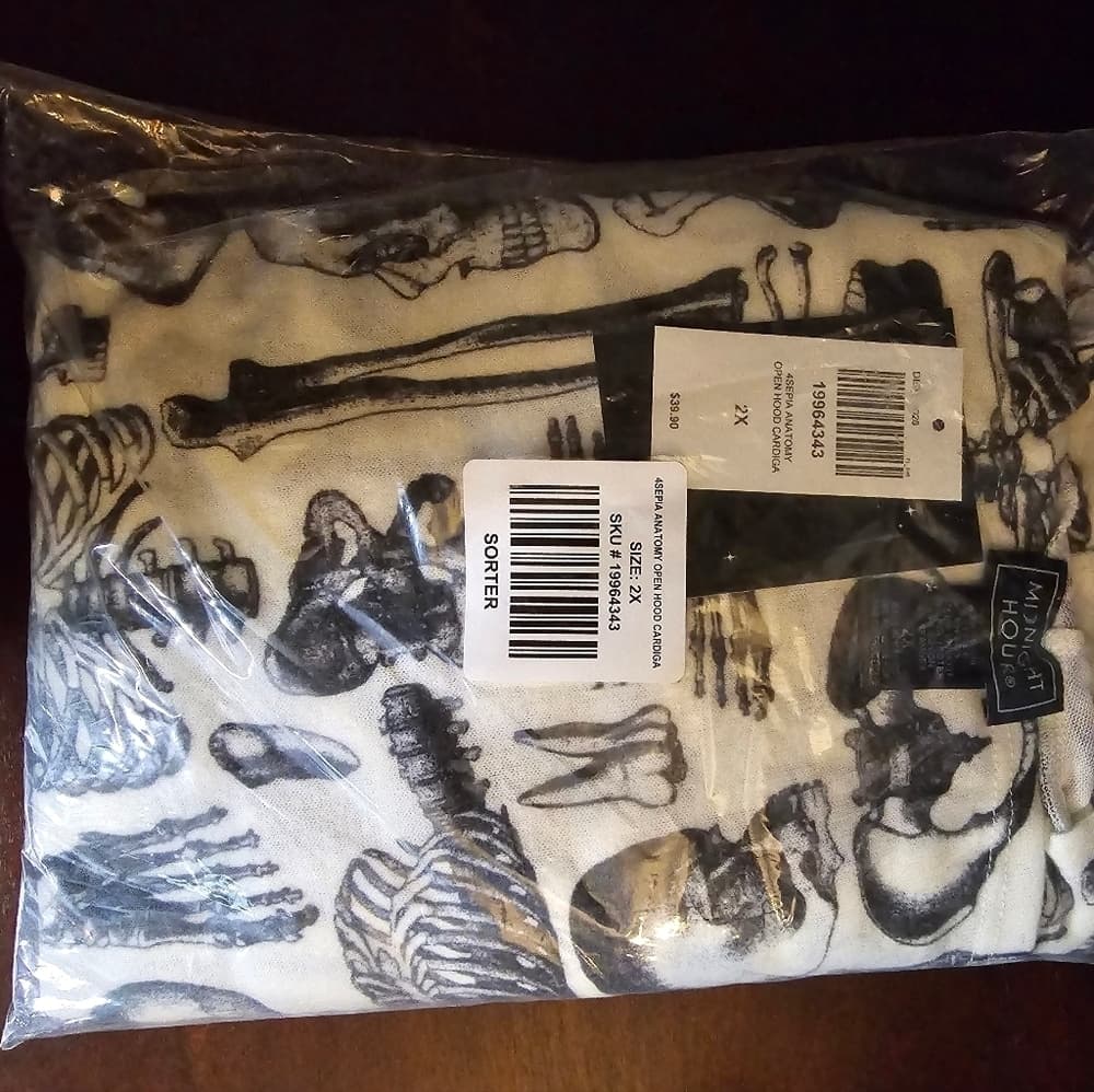 Hot Topic Anatomy Allover Print Hooded Open Cardigan - Thumbnail 4
