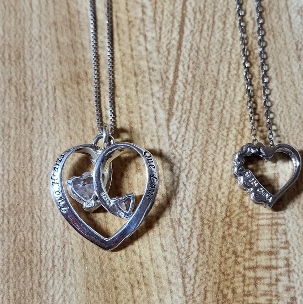Two Silver Heart Necklaces - Thumbnail 2