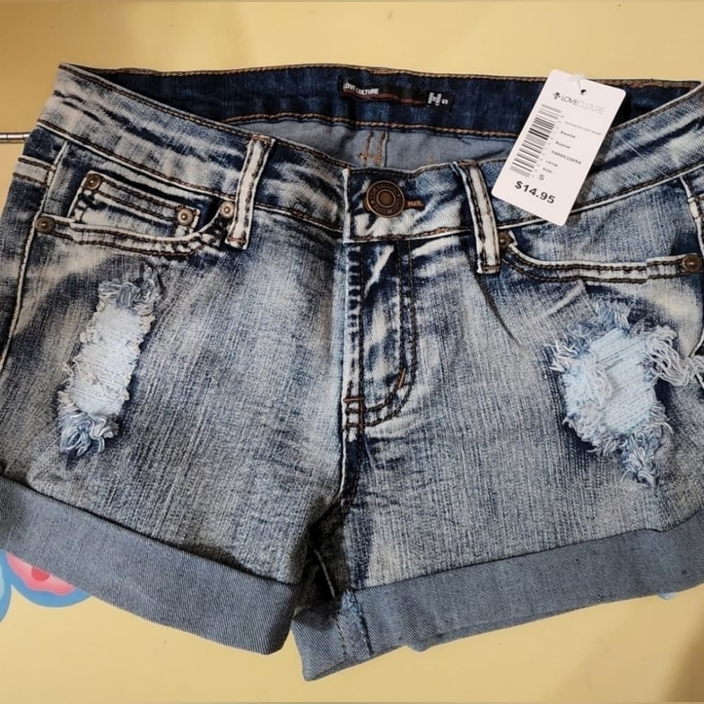 Distressed Denim Shorts - Thumbnail 2