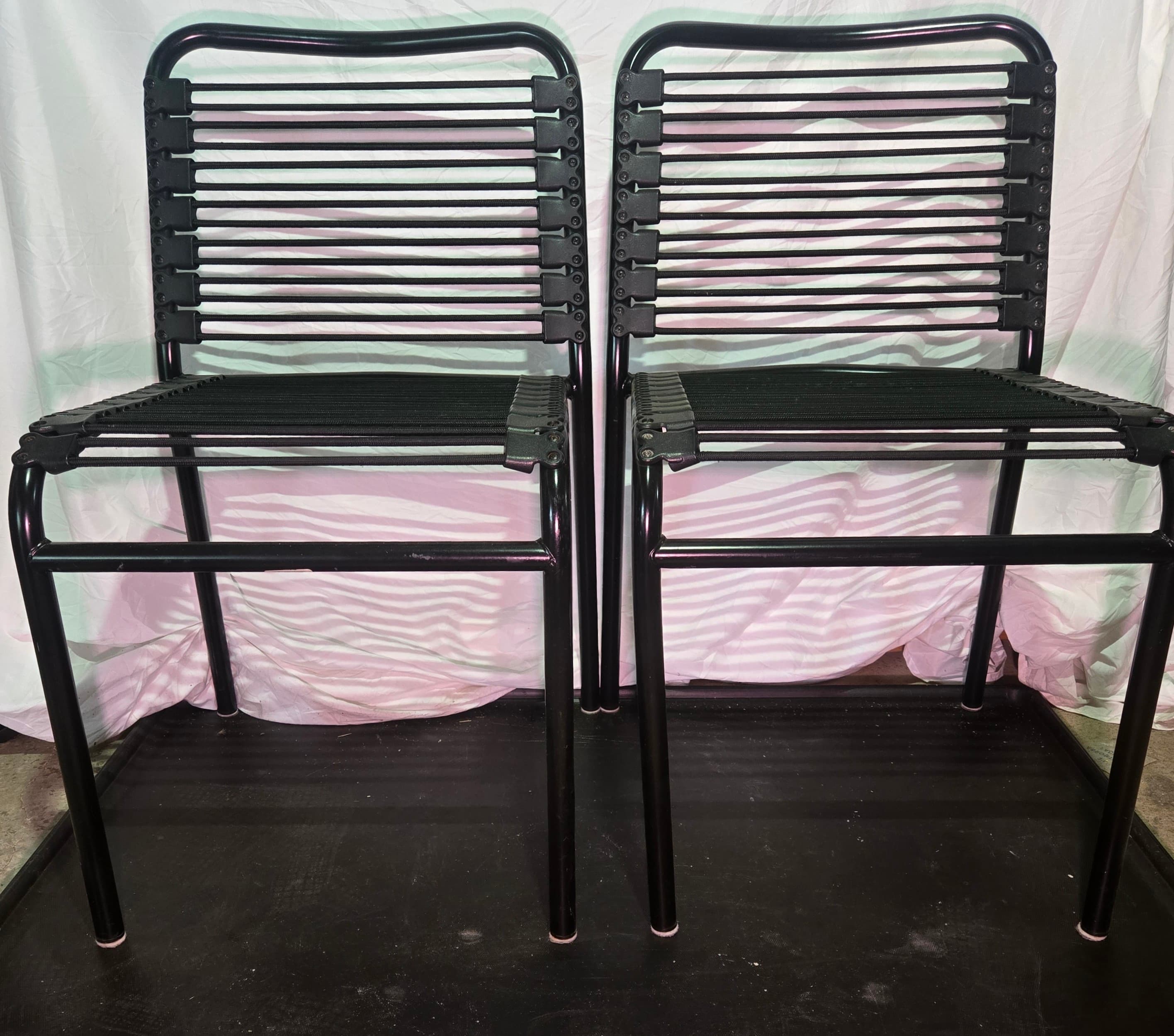 Pair of Euro Style Black Bungie Stacking Chairs – Great Condition