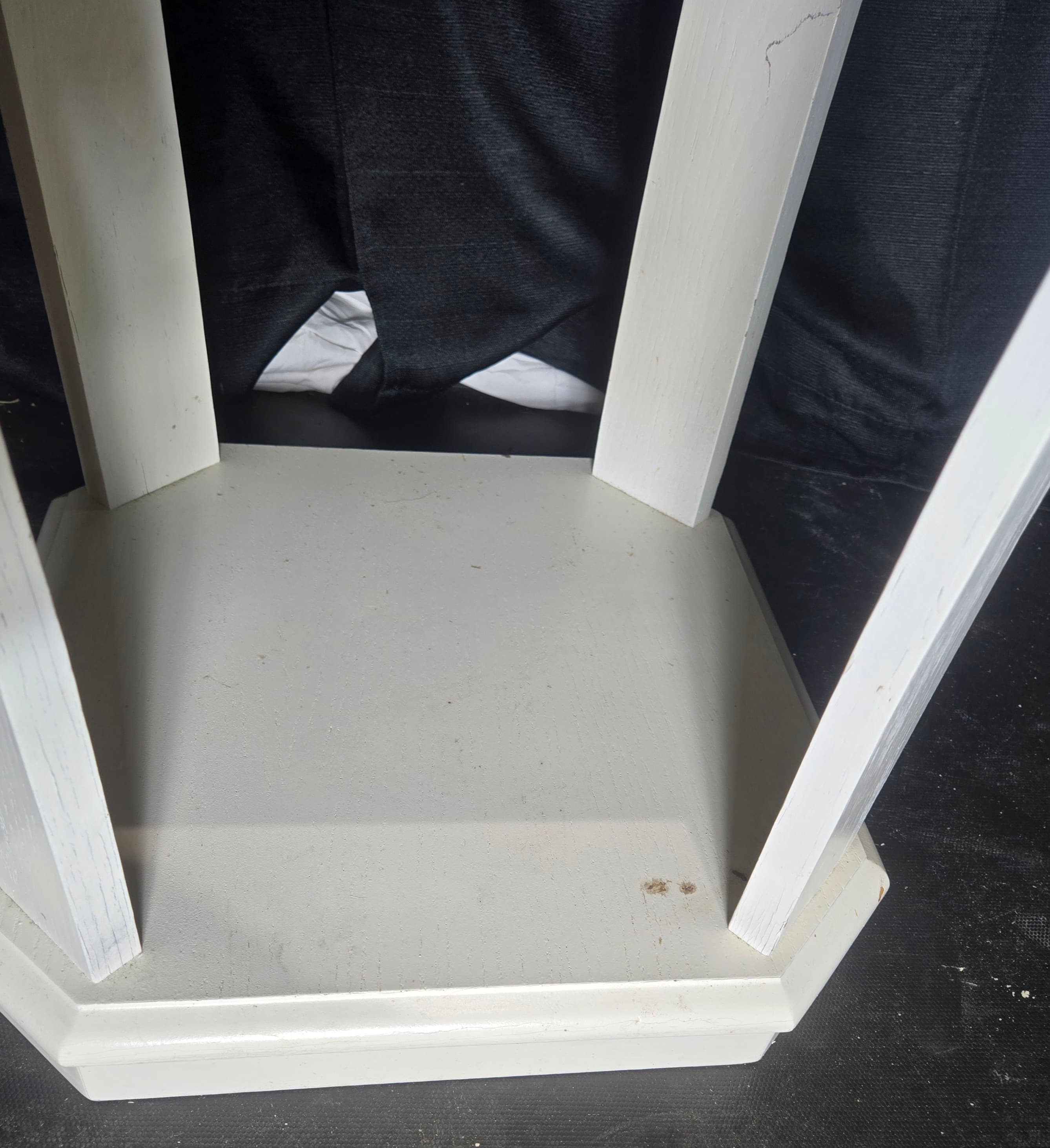 White Octagonal Accent Table with Lower Shelf - Thumbnail 5