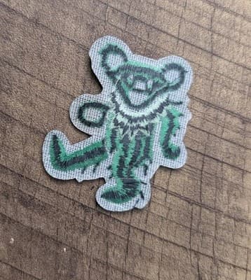 Grateful Dead Dancing Bear Embroidered Patch Green Iron On Sew On Vintage Style - Thumbnail 3