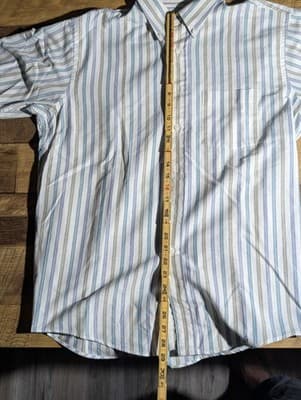 Vintage Arrow Dover Shirt 17 XL Short Sleeve Striped Button Down Made in USA 90s - Thumbnail 7