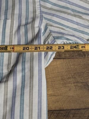 Vintage Arrow Dover Shirt 17 XL Short Sleeve Striped Button Down Made in USA 90s - Thumbnail 8