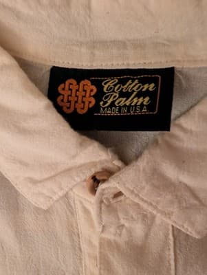 Vintage Cotton Palm Shirt Mens XXL Gauze Cream Button Up Made In USA 90s VTG - Thumbnail 3