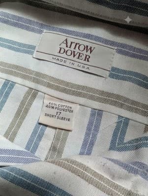 Vintage Arrow Dover Shirt 17 XL Short Sleeve Striped Button Down Made in USA 90s - Thumbnail 2