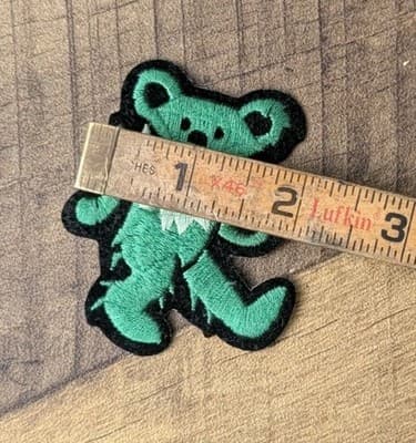 Grateful Dead Dancing Bear Embroidered Patch Green Iron On Sew On Vintage Style - Thumbnail 4
