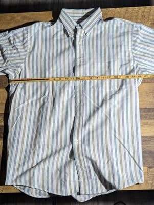 Vintage Arrow Dover Shirt 17 XL Short Sleeve Striped Button Down Made in USA 90s - Thumbnail 6