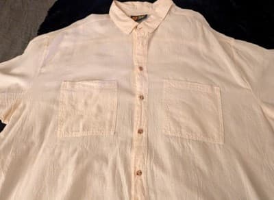 Vintage Cotton Palm Shirt Mens XXL Gauze Cream Button Up Made In USA 90s VTG - Thumbnail 7