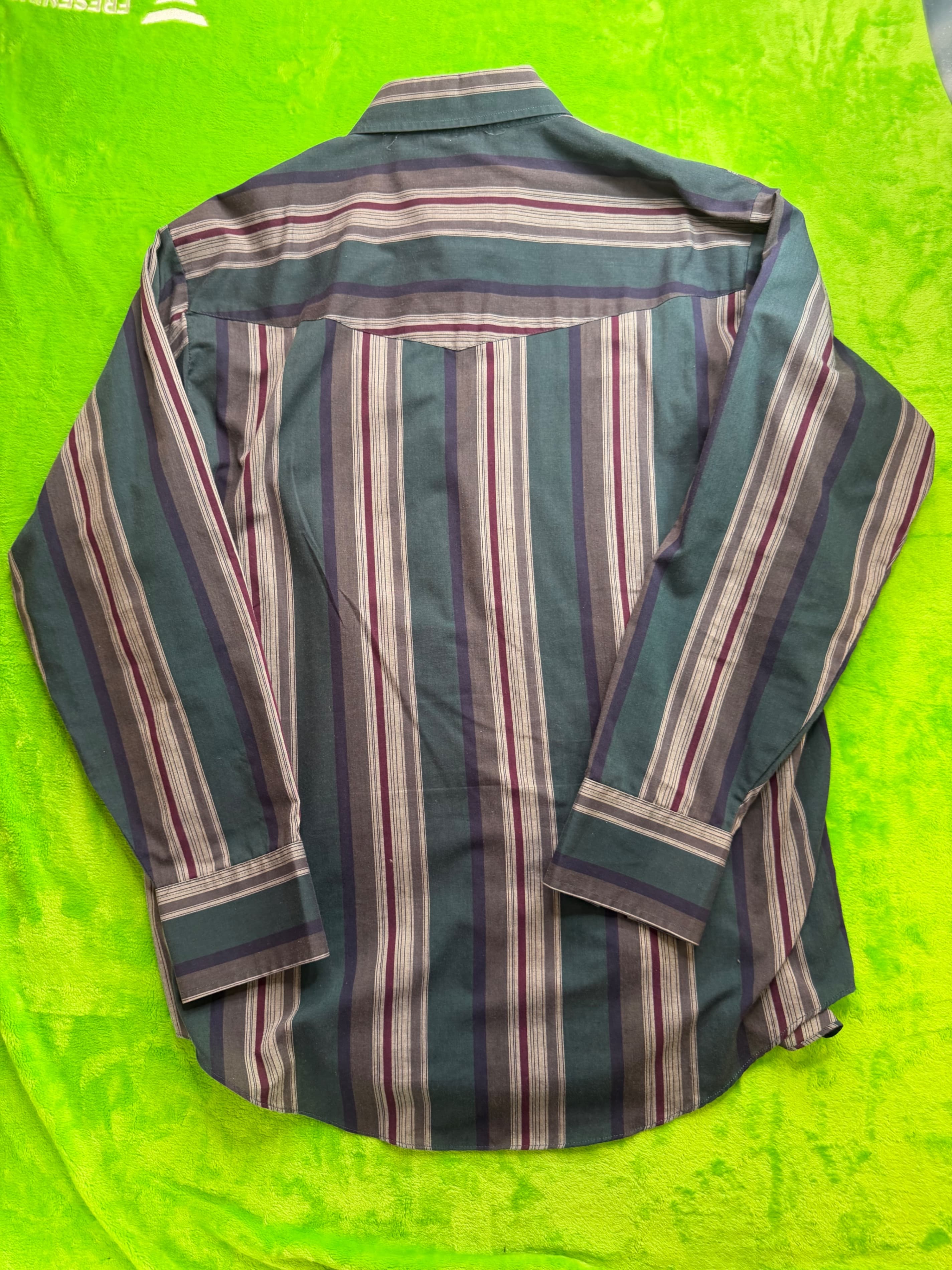 Vtg Ely Plains Since 1878 Pearl Snap LS Western Shirt Mens Sz L Teal Stripe - Thumbnail 2
