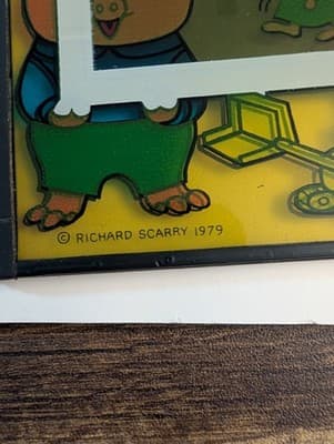 Vintage 1979 Richard Scarry Magnetic Photo Frame Busytown Huckle Cat Lowly Worm - Thumbnail 3