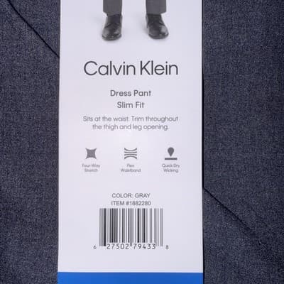 Men's Calvin Klein Slim-fit pants Size 36x32 Color Gray New With Tags - Thumbnail 3
