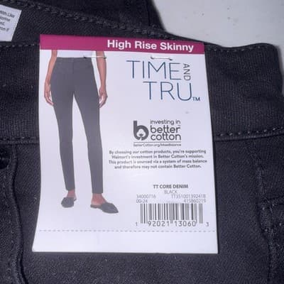 Time & Tru Women’s High Rise Black Skinny Jeans 8 Short • STRETCH - Thumbnail 2