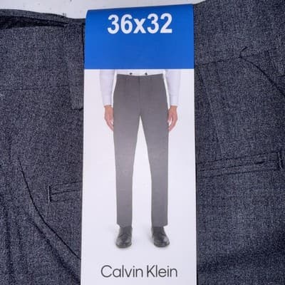 Men's Calvin Klein Slim-fit pants Size 36x32 Color Gray New With Tags - Thumbnail 4