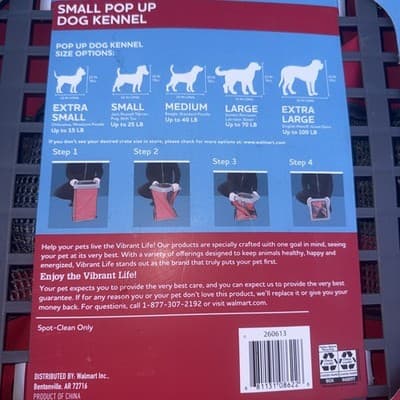 NEW Vibrant Life Small Pop Up Dog Kennel 22.50x 14.25x14.50 - Thumbnail 3